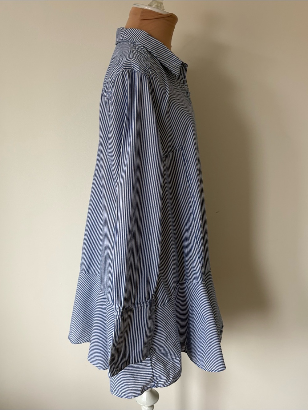 FREE PEOPLE All For You Blue Striped Cotton Button Down Mini Shirt Dress Size S - Picture 5 of 12